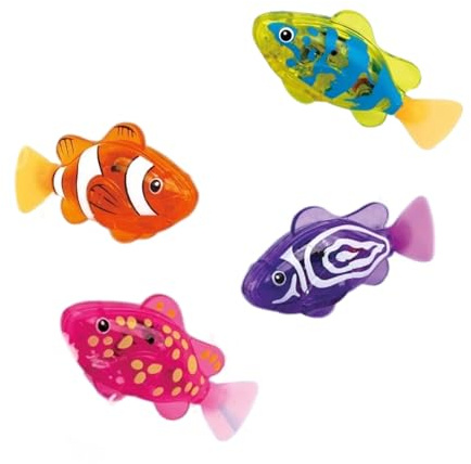 Montesy Pack Of 4 Sensors Activated Swimming Fish Bath Toy With Light Up Function For Kids Pool Play