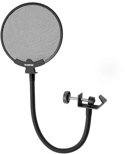 SUUNTOK Metal Pop Filter, Upgraded High Performance Microphone Pop Filter, Ideal Pop Filter for Microphone Recording Sessions and Broadcasting