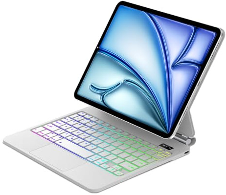 Magic Keyboard for iPad Air 11(M3 2025, M2 2024)/Air 10.9(5e/4e Gén) and iPad Pro 11(2018-2022), Slim Magnetic Floating Stand and Multi-Touch Trackpad, UK Layout Keyboard Case with Backlit, White