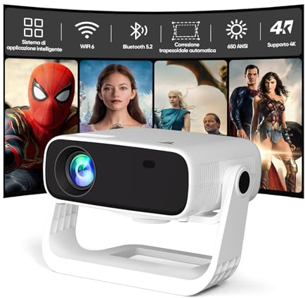 2026 Neuer Smart Beamer,Full HD 1080P mit 4K-Unterstützung,25000 Lumens,Integrierte Apps, 4D-Trapezkorrektur,Heimkino 4K Beamer Kompatibel mit iOS/Android/PS5