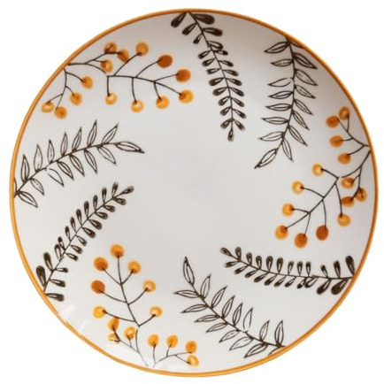 jojofuny Plaque de Service en Céramique Motif Feuilles, Assiette à Dessert Orange Vintage, Plateau Repas Maison, Plateau de Rangement Décoratif, 1 Pièce