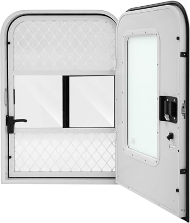 660 * 914mm Eingangstür für Wohnwagen,Abschließbare Aluminium-RV-Tür mit 4 Schlüssel Dichtung & Türstopper,Wohnmobil-Tür mit Schliffglas und Insektengitter für Wandstärken 30-60mm (Rechte)