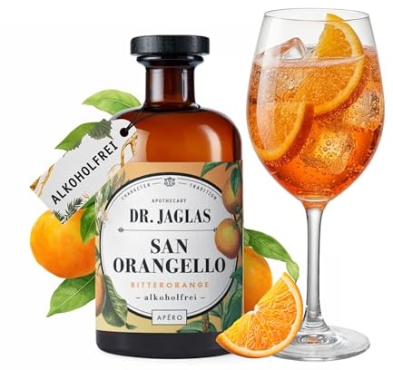 DR. JAGLAS San Orangello – Bitterorangen Aperitif alkoholfrei 500 ml – feinherber, fruchtiger Bitter-Aperitif – Likör Alternative ideal für Spritz & Mocktails - vegan & glutenfrei