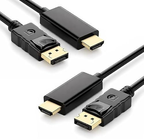 2PCS Câble DisplayPort vers HDMI 1,8 m, Adaptateur Câble DP vers HDMI 4K@30Hz PVC, 1920x1200, 1080p, Câble Unidirectionnel pour Moniteur, TV, Projecteur, Ordinateur Portable, Dell, HP