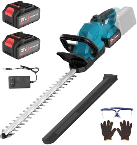 Taille-haie électrique sans fil pour batterie Makita 18V, Taille-Haies électrique avec 2*Batteries 3000 mAh, Lame 53 cm, Capacité 15 mm, Tête Rotative à 180°, Taille Haie Batterie pour Jardin et Arbus