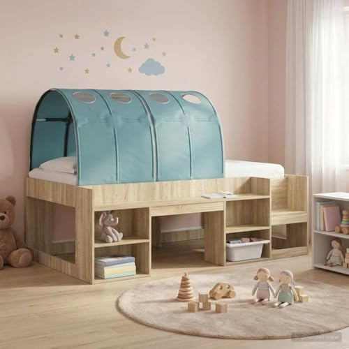 Runheo Bettunnel Himmelblau 2 Stück 211 x 67,5 x 2 cm Polyester, Zubehör für Doppelbett, Lattenrost, Betthalterung, Stützfuß und Rutschschutz, ideal für Boxspringbett und Rahmen