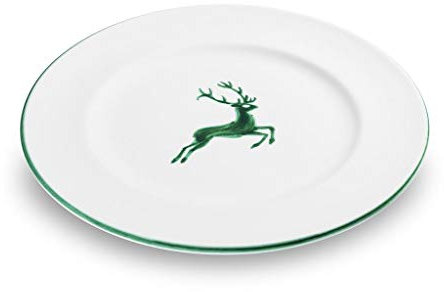 GMUNDNER KERAMIK Speiseteller Gourmet Durchmesser : 27 cm grüner Hirsch Geschirr, handgemacht in Österreich