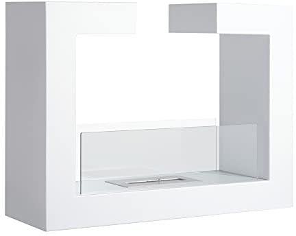 HOMCOM Caminetto a Bioetanolo da Tavolo 2000W in Acciaio Inossidabile Inodore con Vetro 78 x 25 x 58 cm Bianco