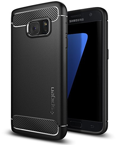 Spigen Rugged Armor Hülle Kompatibel mit Samsung Galaxy S7 -Schwarz - 5.1 Zoll