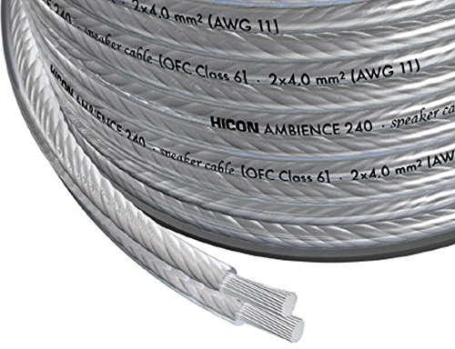 Hicon Ambience versilbertes Lautsprecherkabel 2 x 4,0mm² OFC Class 6 Boxenkabel Meterware ab 1m - HIA-240-0100