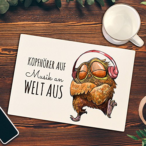 Frühstücksbrettchen Frühstücksbrett Schneidebrett Küchenbrettchen mit Musik Eule Eulchen & Spruch fb02 ilka parey wandtattoo-welt®