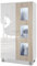 Vladon Vitrine Denjo, Made in Germany, Standvitrine mit 2 Türen und 3 Glaseinsätzen, Weiß matt/Weiß Hochglanz/Eiche Sägegrau inkl. LED-Beleuchtung (71 x 129 x 35 cm)