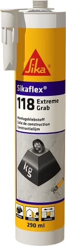 Sika - Colle de construction - Sikaflex-118 Extreme Grab blanc - Pour l'intérieur et l'extérieur - Pour la plupart des supports - Haute adhérence - 290 ml