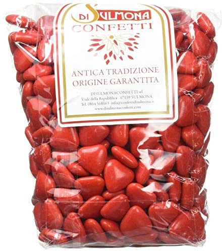Confetti di Sulmona Mini Cuori al Cioccolato, Rosso - 500 gr