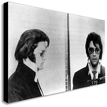 Elvis Presley Police Mugshot Leinwandbild, gerahmt, verschiedene Größen (A0, 119,4 x 83,8 cm)