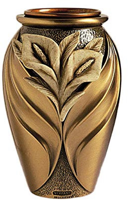 Grabvase aus Bronze dunkel mit Details (Wandvase) | Sie sind auf der Suche nach einer Grabvase aus bronze? Bei unserem Urnengeschäft sind Sie genau richtig. Große Auswahl an Urnen ✔ Gratis Versand ✔