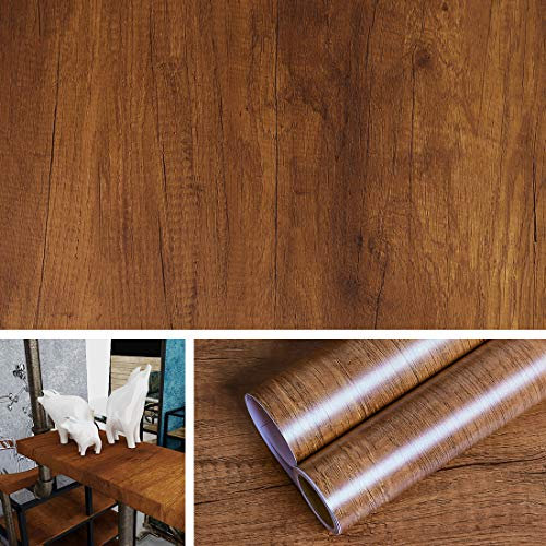 Livelynine Carta Adesiva per Mobili Legno Scuro Pellicole Adesive per Mobili Rivestimento Mobili Adesivo Legno Adesivi per Mobili Lavabile Adesivo per Porta Piano Cucina Carta per Rivestire 40CMX2M