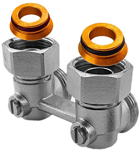 Zweirohr Hahnblock, Eckform mit Eurokonus 3/4 Zoll Heizkörperverschraubung, absperrbar