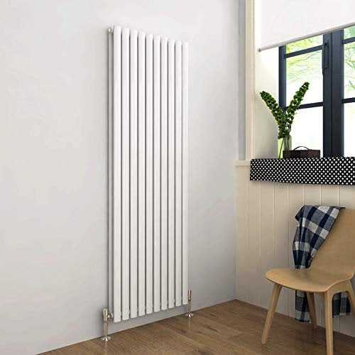 ELEGANT 1800 x 590 mm Designer Column Radiator Double White Oval Panel Central Heating Vertical Radiators