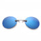 YAMEE Retro-Sonnenbrille, rund, zum Anklippen, Matrix, Morpheus-Film, randlos, 4 Farben, blau, One size
