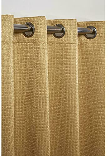 Emma Barclay Ambiance Thermal Blackout Eyelet Curtains – 3D Embossed Curtains With Reflective Reverse Weave in Ochre - Width 66 x Drop 72 (168 x 183cm)