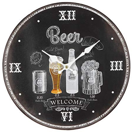 Wanduhr Uhr wanddeko Beer Bier - Quarz Uhrwerk - MDF Holz - 28cm