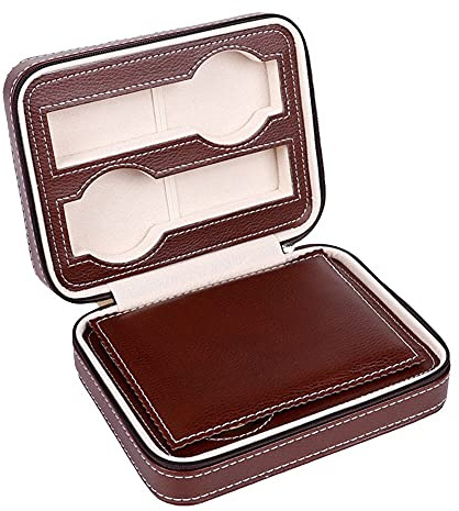 MR Maestro Relojero - Custodia con Zip per 4 Orologi in Eco Pelle | Astuccio Porta Orologi da Viaggio | Porta Orologi Uomo