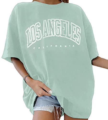 Tomwell Tshirt Damen Kurzarm Sommer Oberteile Oversize Vintage Muster Grafik Drucken Lose Bluse Rundhals Basic Shirt Elegant Pullover Sweatshirt Teenager Mädchen Top Grün XXL