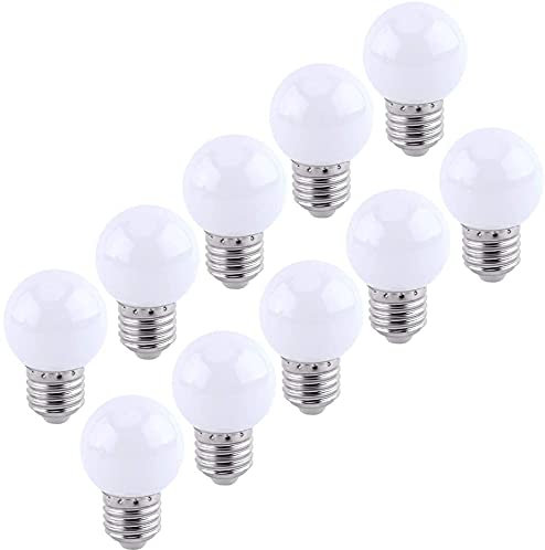 Aiwerttes E27 LED Glühbirne,Farbige Glühbirne 2W LED Golfball Glühbirne,20W Glühbirne Equilavent,AC220-240V,200 Lumen,6500K Kaltweiß Edison Schraubbirne,nicht dimmbar,10 Packungen