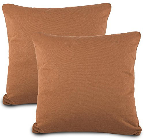 aqua-textil Classic Line Kissenbezug 2er-Set 45x45 Schokobraun Baumwolle Kissen Bezug Reißverschluss Jersey Kissenhülle