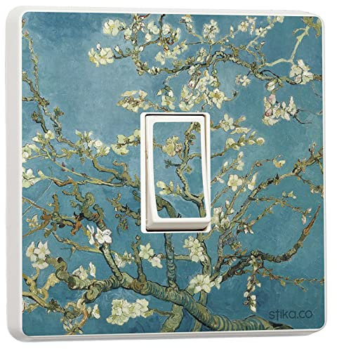 stika.co Van Gogh Almond Blossom Art Print Light Switch Stickers - Set of 2 Vinyl Covers for Single Switches - Decorative and Easy to Apply