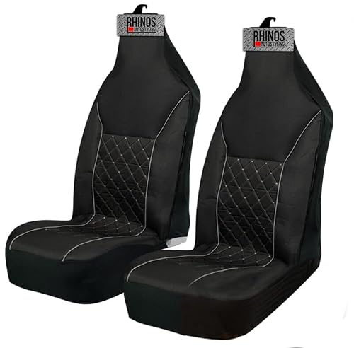 rhinos autostyling FOR Dacia Duster (2013-2018) - Premium Luxury Fabric Car Seat Covers - Grey Quilted Piping - 2 x Fronts
