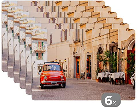 Placemats Platzdeckchen Platzset Tischset 6-teilig Tischdeko Untersetzer 45x30 cm Italien - Straße - Oldtimer - Auto