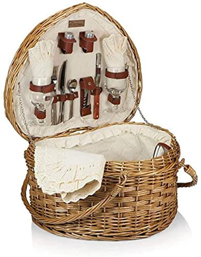 Home Kitchen Picknickkorb Herzförmiger Weidenkorb mit weißem Liner Faltbarer Liner Doppelgriff Kompaktes Design Aufbewahrung
