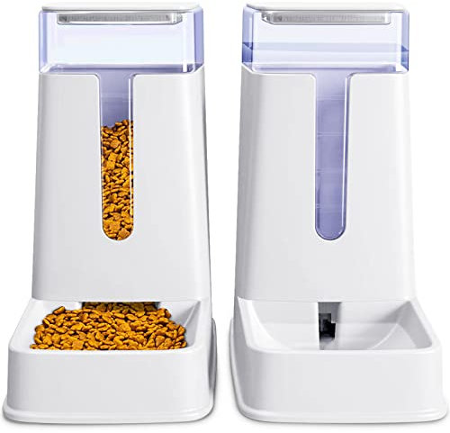 Automatic Pet Feeder Small&Medium Pets Automatic Food Feeder and Waterer Set 3.8L, Travel Supply Feeder and Water Dispenser for Dogs Cats Pets Animals