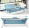 Aufun Faltbare Badewanne XXL 128 x 62 x 52 cm, Ideal für Badezimmer, Dusche und Balkon, Mit Abdeckung & Massagerollen, Seifenkorb, dicker Kunststoff tragbare Wanne - Blau