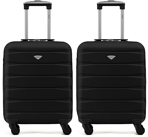 Flight Knight Set Aus 2 Leichten 4-Rad-abs-hartschalenkoffern Kabinen-handgepack, Zugelassen Fur UBer 100 Fluggesellschaften British Airways, Easyjet & Maximale Große Fur Ryanair 40x20x25cm