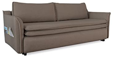 MIUFORM Charming Charlie mit Bettkasten und mit Bettfunktion | 3 Sitzer Sofa | 225 x 92 x 85cm | Klappsofa mit Schlaffunktion | Schlafsofa klappbar (Taupe)