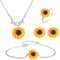 Wedity Sonnenblumen-Halskette, Sonnenblumen-Ohrringe, Ring, Blumen-Armbänder, Schmuck-Set, verstellbar, für Frauen und Mädchen (Silber)
