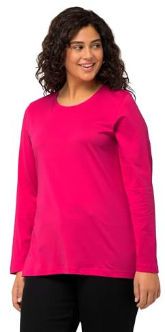 Ulla Popken Damen Langarm-shirt Shirt, Magentapink, 62-64 EU