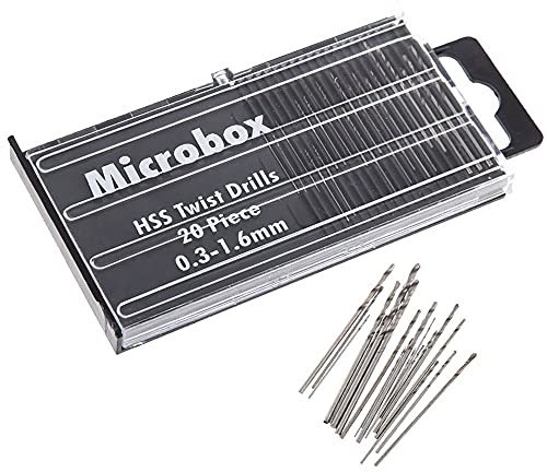 Treki 20pcs Mini Forets Hélicoïdaux HSS Mini Micro Foret de Précision 0.3-1.6mm Tige Fraise Hélicoïdal en Acier Rapide Twist Drill Bits pour Bois Modélisme Bricolage