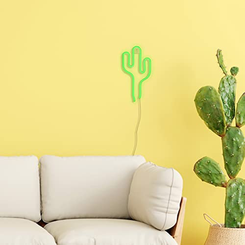 Enseigne au néon, Décoration de chambre à coucher, Dessins LED muraux, Enseigne Lumineuse Murale, Modèle Cactus, 30 x 18 cm, GINGA