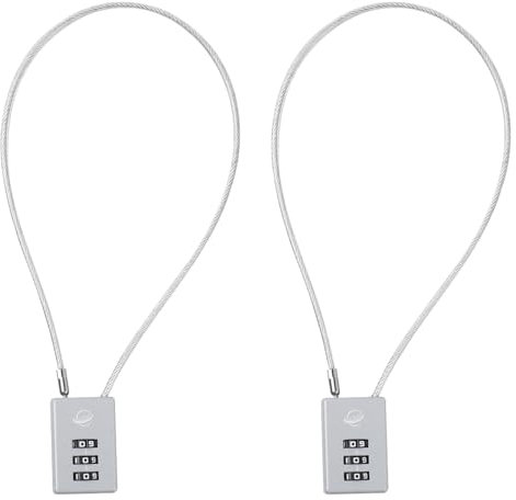 SISAV 3 Digit Cable Combination Lock 16 inches Cable for School Gym Locker,Filing Cabinets,Helmet,Toolbox,Luggage Suitcase,knapsack,Grey 2Pack