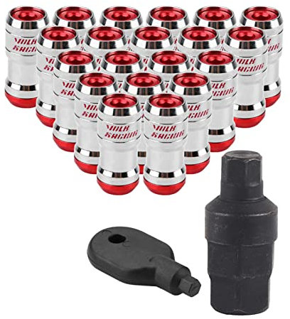 XTevu Car Racing Radmuttern – Set Mit 20 M12 X 1,5 Radmuttern Mit Antriebsmutterschlüssel Und Inbusschlüssel. Premium-Autoradbefestigungen(Rot)