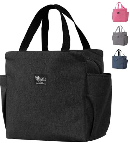 Aiuuee Borsa Termica Porta Pranzo 9L, Borsa Frigo Piccola Impermeabile Lunch Bag, Borsa Pranzo Portatile per Scuola Ufficio Lavoro Viaggio Picnic (Nero)