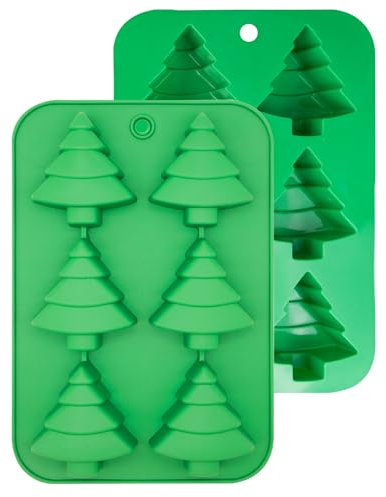 ALLY-MAGIC Christmas Silicone Mould, Large 6 Cavities Tree Chocolate Moulds Soap Candy Cake Muffin Jelly Trays Baking Molds for Home Party Xmas Cake Decoration Y6-LLSDSMJ