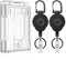 Uniclife Porte Badge à 2 Cartes avec Fente pour le Pouce Étui Vertical en Plastique Transparent avec Porte Clés Rétractable Porte Badge Enrouleur jusqu'à 226 g pour d'École d'Bureau, 2 Paquets