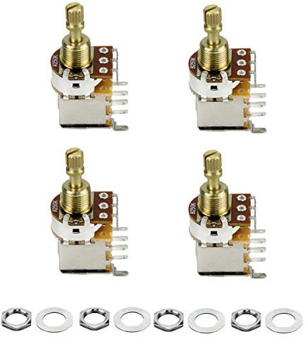 FLEOR 8PCS A250K+B250K Push Push Bounce Schalter Potentiometer Kurzer Split-Kupferschaft für E-Gitarre Bass Lautstärke/Tonregler (Satz 4A4B)