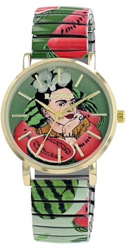 Raptor Damenarmbanduhr Frida Kahlo Edition mit Zugband (Mehrfarbig Hellgrün Rot)
