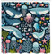 ABAKUHAUS Marin Rideau de Douche, J'aime La Mer Lettrage avec Baleine Méduse Pieuvre Coraux Colorés, Material Resistente al Agua Durable Estampa Digital, 175 cm x 200 cm, Bleu Foncé Multicolore